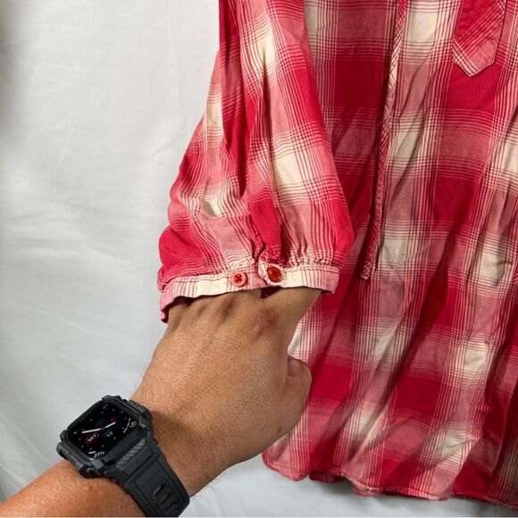 Torrid Popover Shirt Red Plaid Country Farmhouse Blouse 0664 - Picture 4 of 9
